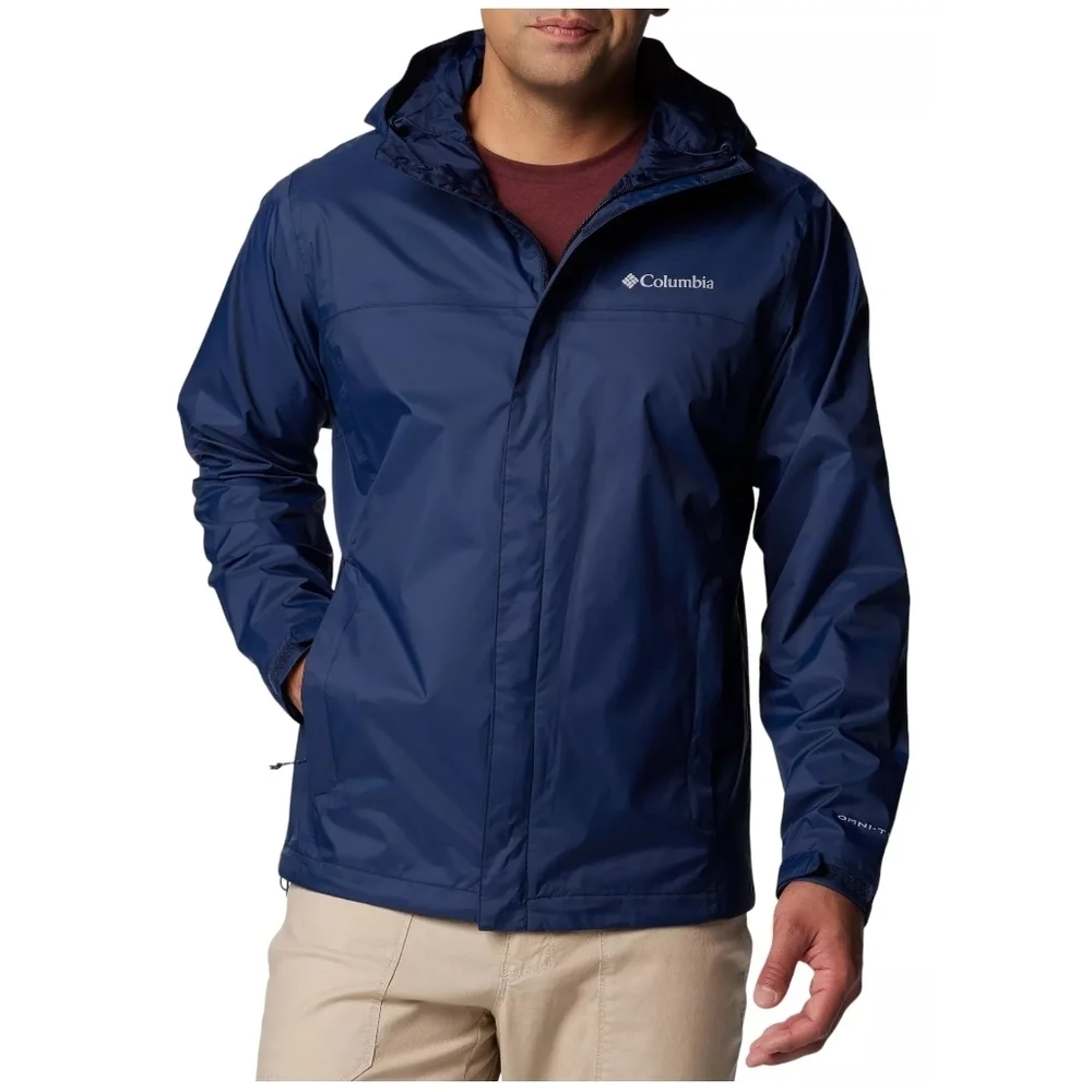 Columbia Watertight II Jacket With Hood Mens Navy Full Zip Size XL - Raincoat - Picture 1 of 8
